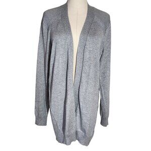Love Ellie Open Front Cardigan Sweater Gray Ribbed Details Women's Size L